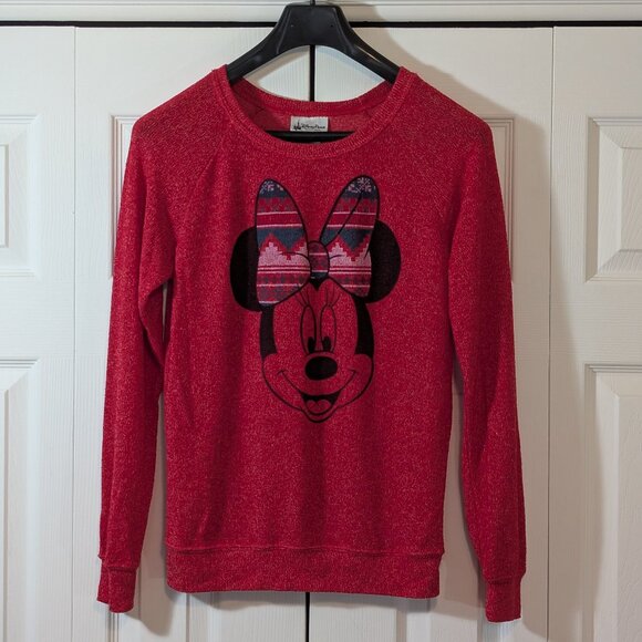 Disney Parks Minnie Mouse Holiday Christmas Red Sweater Knit - Size S - Picture 1 of 10